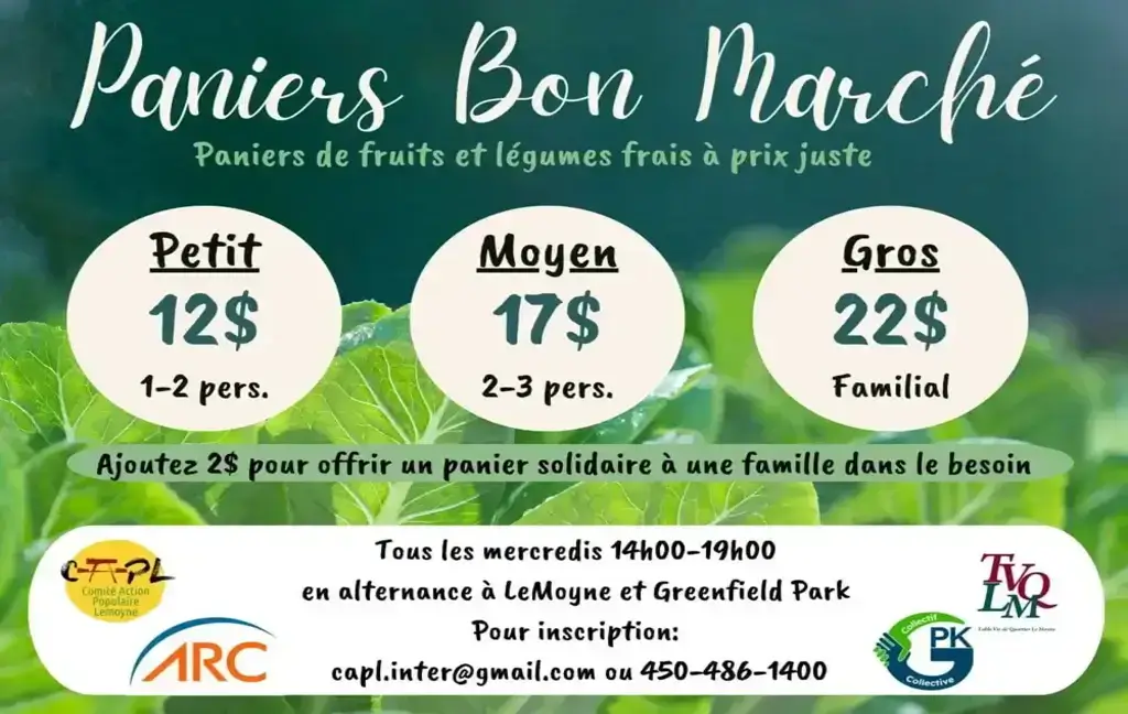 Les paniers Bon Marché est une initiative du projet «On Bouge à LeMoyne»